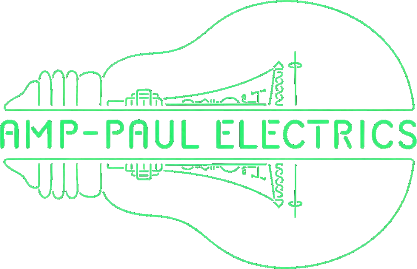Amp-Paul Electrics logo: a lightbulb over the Brighton skyline
